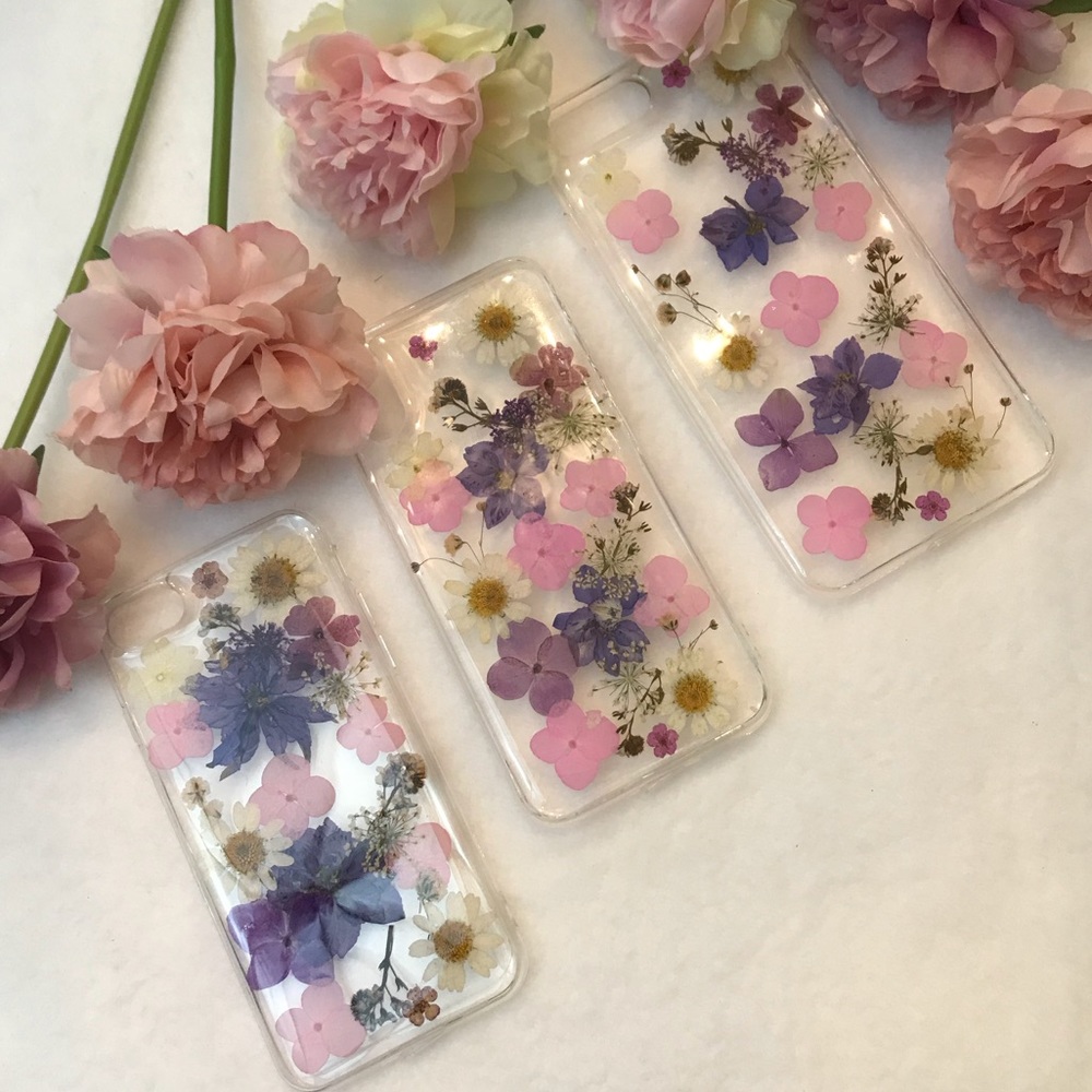 Beautiful Hand Pressed Pink and Purple Flower iPhone Case - Picture 6 of 6
